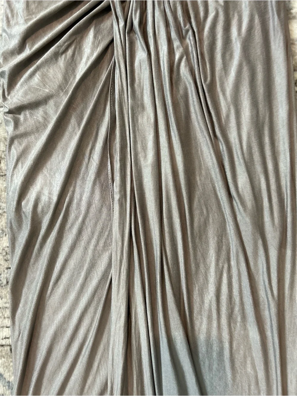 Venus Smocked Waist Maxi Skirt in Gray with Black Band